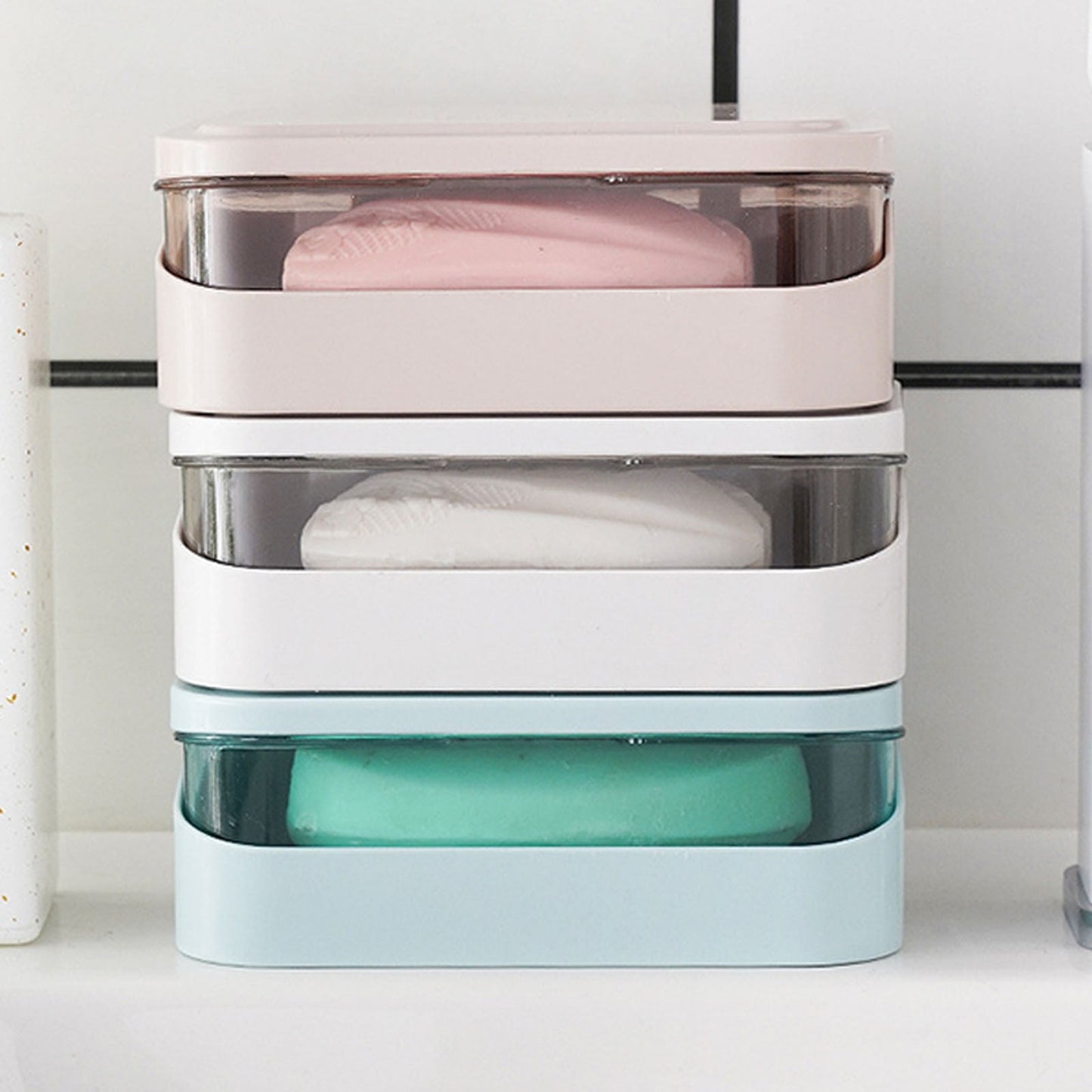 Bar Soap Holder Dish 1 Pack for Shower, Travel Soap Case with Lid for Gym, Camping Essentials, Travel Size Toiletries, Portable, Leakproof 4.72" x 3.14" x 1.77" Grey/1 Pcs