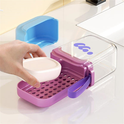 Bar Soap Holder Dish 1 Pack for Shower, Travel Soap Case with Lid for Gym, Camping Essentials, Travel Size Toiletries, Portable, Leakproof 4.25" x 2.87" Purple/1 Pcs