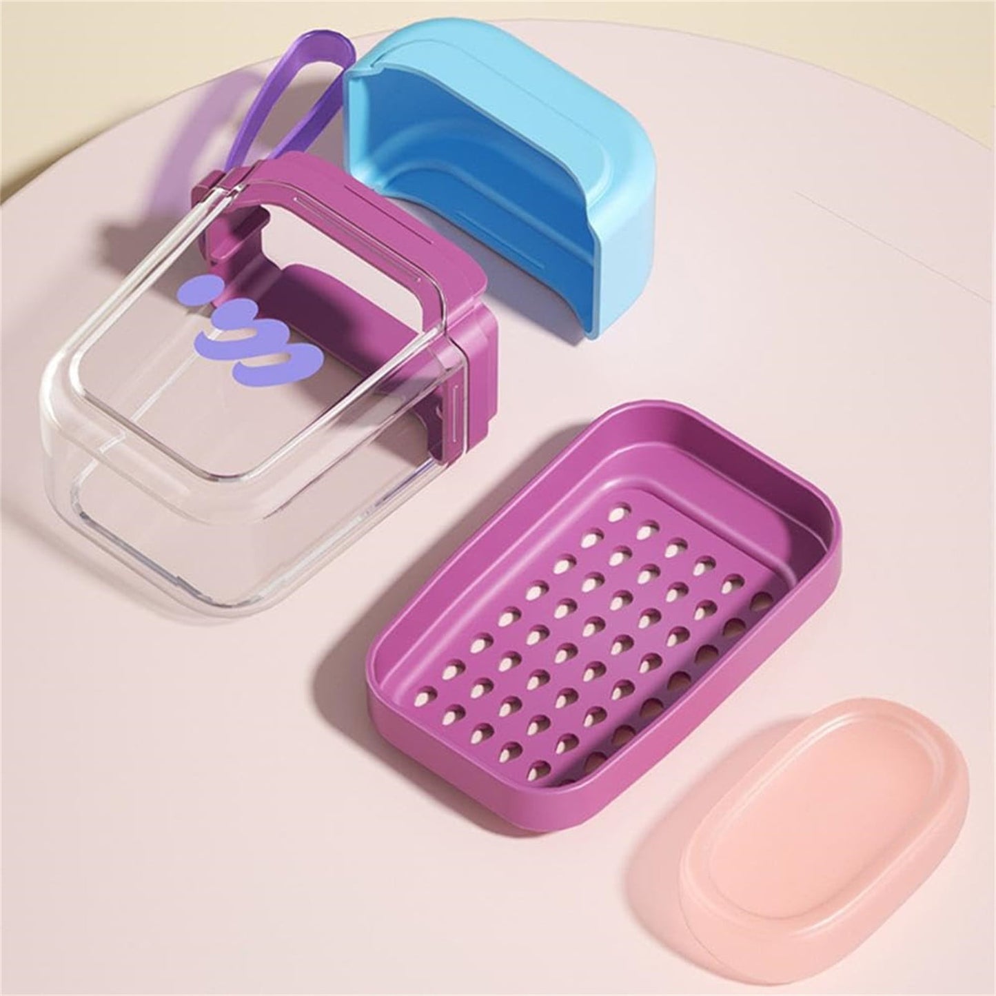Bar Soap Holder Dish 1 Pack for Shower, Travel Soap Case with Lid for Gym, Camping Essentials, Travel Size Toiletries, Portable, Leakproof 4.25" x 2.87" Purple/1 Pcs