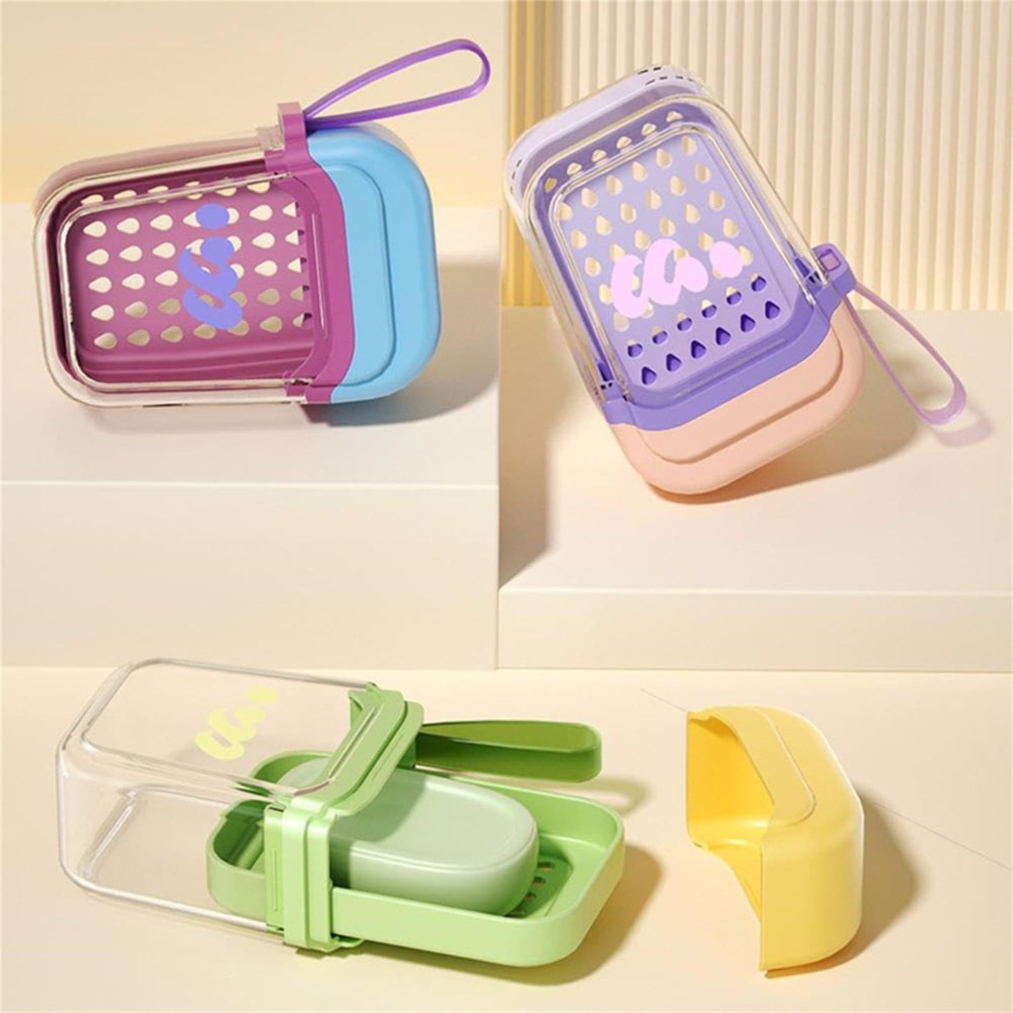 Bar Soap Holder Dish 1 Pack for Shower, Travel Soap Case with Lid for Gym, Camping Essentials, Travel Size Toiletries, Portable, Leakproof 4.25" x 2.87" Purple/1 Pcs
