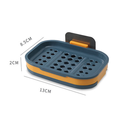 Shower Soap Dish with Suction Cups, Wall-Mounted Bathroom Organizer for Bar Soap, Waterproof Kitchen Soap Holder with Drainage Holes Blue 5.12x3.35x0.787'' Blue