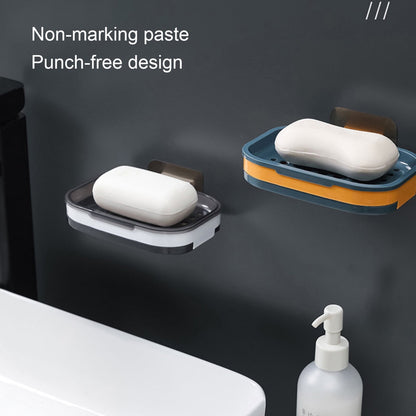 Shower Soap Dish with Suction Cups, Wall-Mounted Bathroom Organizer for Bar Soap, Waterproof Kitchen Soap Holder with Drainage Holes Blue 5.12x3.35x0.787'' Gray