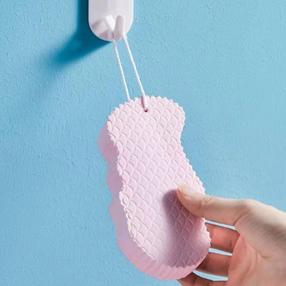 Magic Exfoliating Bath Sponge,3D Super Soft Exfoliating Bath Sponge, Skin Friendly and Reusable for Adults Children and Pregnant Women (Grey) 2.76x5.51x1.18 2.76" x 5.51" x 1.18" White
