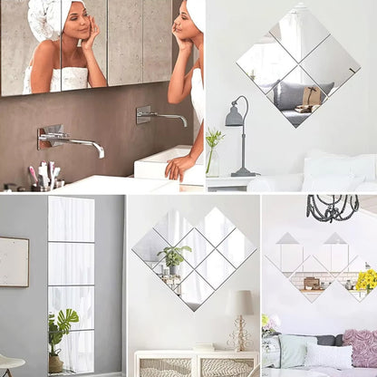 12-Pack Acrylic Flexible Mirror Stickers Set - 6x6 Inch Self-Adhesive Safe Non-Glass Tiles For Living Rooms,Changing Rooms & Diy Decor