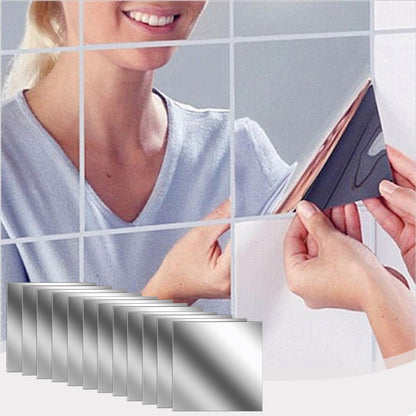 12-Pack Acrylic Flexible Mirror Stickers Set - 6x6 Inch Self-Adhesive Safe Non-Glass Tiles For Living Rooms,Changing Rooms & Diy Decor