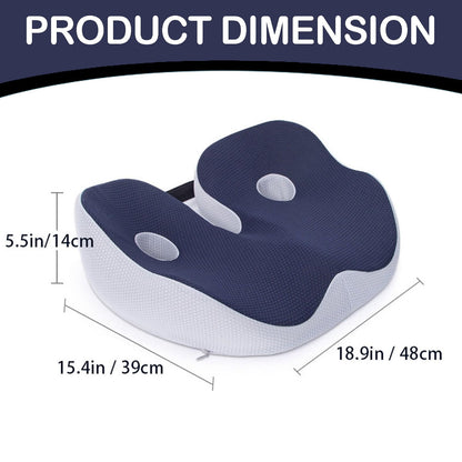 Seat Cushion, Seat Cushion for Sit Bone and Back Pain Relief, Butt, Tailbone, Hip, Hamstring, Posture Support, Memory Foam Comfort Ischial Tuberosity Pillow (Black) 15.4x18.9x5.5 15.4" x 18.9" x 5.5" Grey