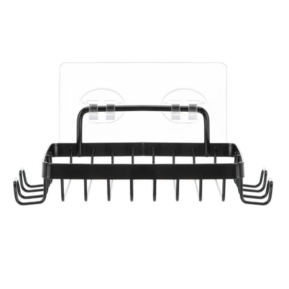 Shower Soap Holder with 4 Hooks, Stainless Steel Adhesive Soap Dish, Wall Mounted Draining Soap Holder for Shower, Bathroom, & Kitchen, Bar Soap Holder & Razor Hanger, 6.69x3.35x0.98 6.69" x 3.35" x 0.98" Black