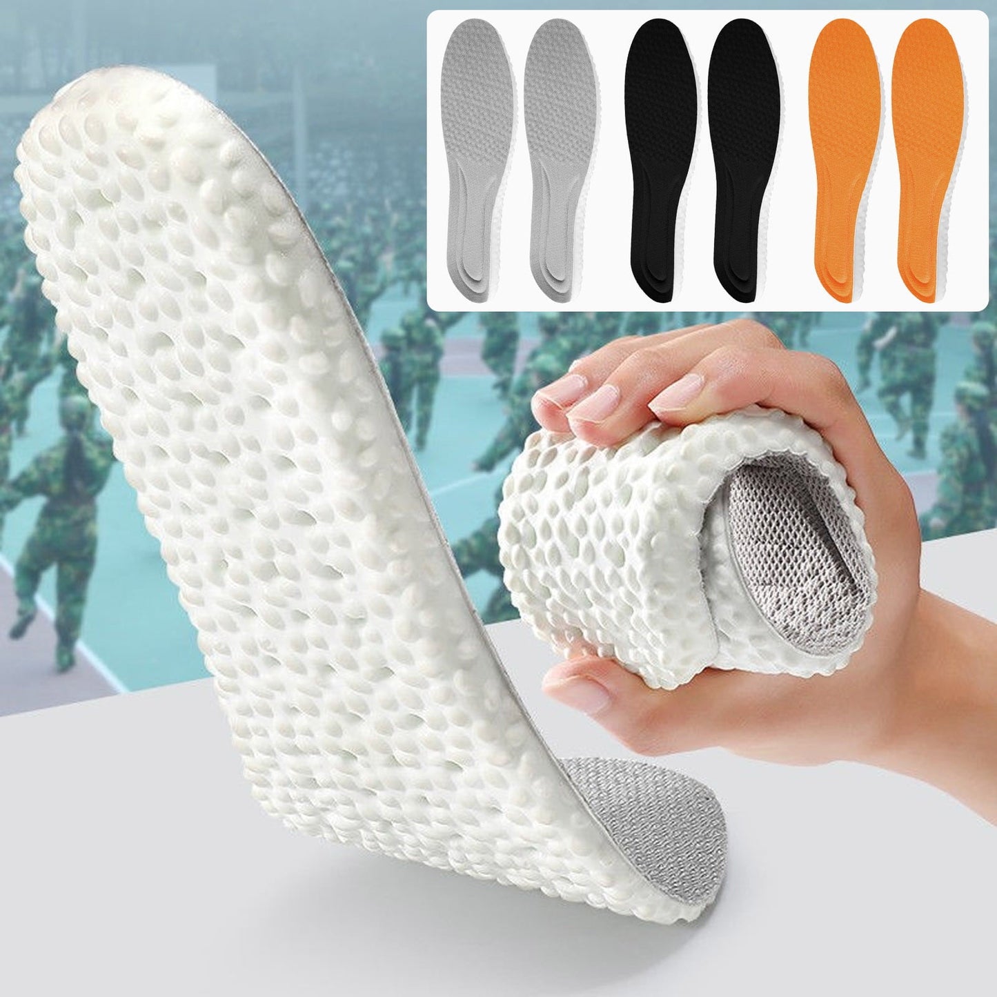 Steppers Insoles for Men Women, Massage Insole, Cloud Insole, Men's Comfortble Steppers Shoe Insoles Inserts, Memory Foam with Arch Surpport Insoles for Arch Pain,Advanced Sport Massaging Insoles Orange 39-40