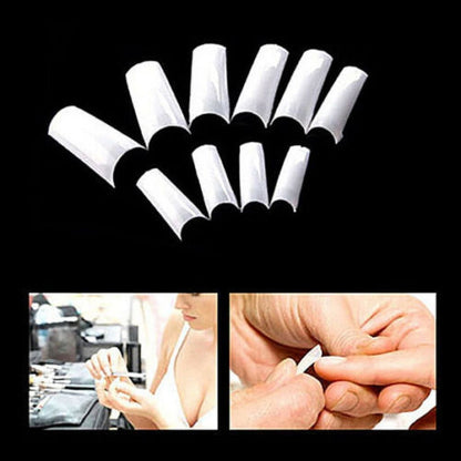 CCMAOLU 500PCS Acrylic Nail Tips,French Style Artificial False Nails for Manicure,DIY Nail Art with Storage Box,10 Sizes,Natural & Clear,Perfect Gift for Nail & Home Use natural