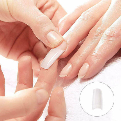 CCMAOLU 500PCS Acrylic Nail Tips,French Style Artificial False Nails for Manicure,DIY Nail Art with Storage Box,10 Sizes,Natural & Clear,Perfect Gift for Nail & Home Use natural