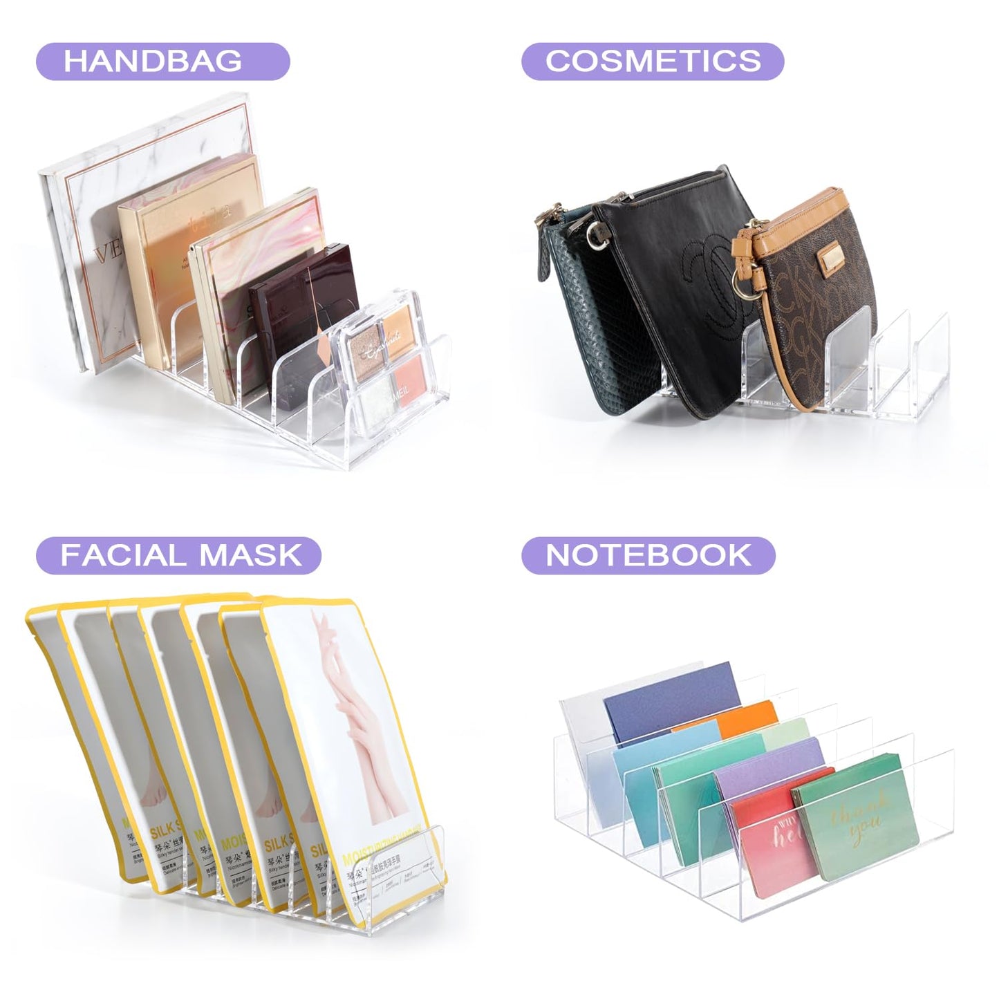Makeup Organizer - Eyeshadow Palette Holder - Cosmetics Storage - Drawer Organizer - Letter Stand - Desk Accessories - Makeup Box - Bathroom Storage System - Sorting Tray - Acrylic Holder - Transparent - 1 Piece