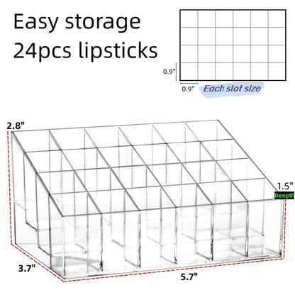Makeup Organizer - Lipstick Holder - Cosmetics Storage - Nail Polish Display - Drawer Organizer - Lip Gloss Holder - Bathroom Accessories - Acrylic Holder - Essential Oil Rack - Mascara Storage Box - Sorting Tray - Transparent - 1 Piece