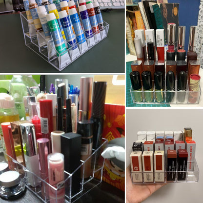 Makeup Organizer - Lipstick Holder - Cosmetics Storage - Nail Polish Display - Drawer Organizer - Lip Gloss Holder - Bathroom Accessories - Acrylic Holder - Essential Oil Rack - Mascara Storage Box - Sorting Tray - Transparent - 1 Piece