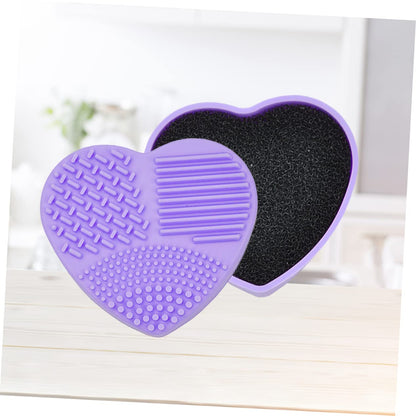 Makeup Brush Cleaner - Brush Cleaner - Brush Cleaner - Makeup Sponge - Cosmetic Accessories - Dry Cleaning Sponge - Brush Cleaning - Silicone Cleaning Mat - Beauty Gadget - Gift for Women - Heart-shaped - Pink and Purple - 2 Pieces