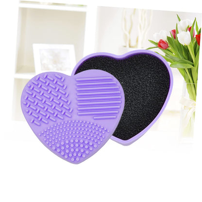 Makeup Brush Cleaner - Brush Cleaner - Brush Cleaner - Makeup Sponge - Cosmetic Accessories - Dry Cleaning Sponge - Brush Cleaning - Silicone Cleaning Mat - Beauty Gadget - Gift for Women - Heart-shaped - Pink and Purple - 2 Pieces