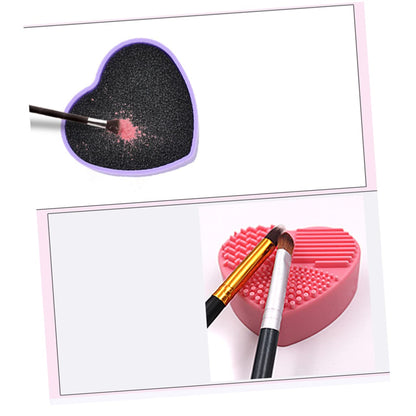 Makeup Brush Cleaner - Brush Cleaner - Brush Cleaner - Makeup Sponge - Cosmetic Accessories - Dry Cleaning Sponge - Brush Cleaning - Silicone Cleaning Mat - Beauty Gadget - Gift for Women - Heart-shaped - Pink and Purple - 2 Pieces