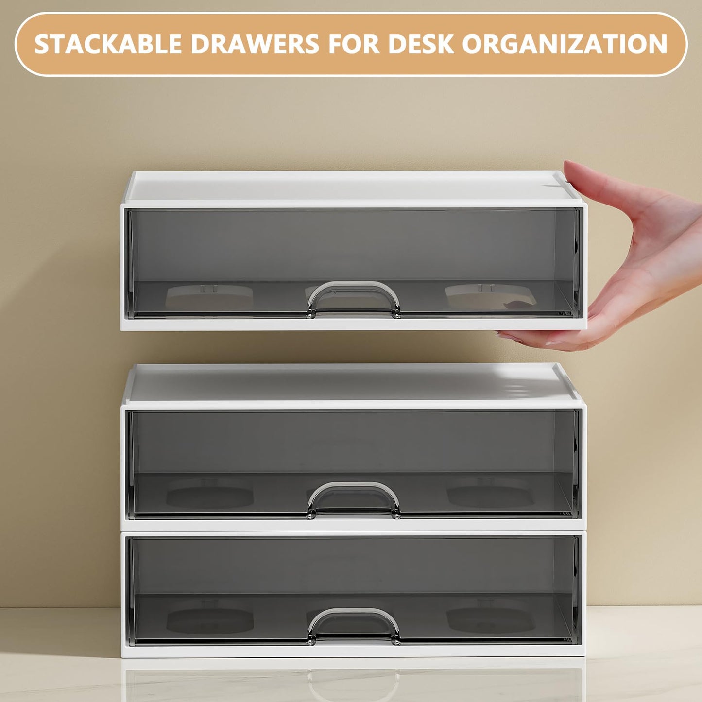 Desk organizer - Chest of drawers - Storage drawer - Office supplies - School supplies - Makeup organizer - Storage box - Desk accessories - Desk organizer - Storage system - Stacking tray - White - 1 piece