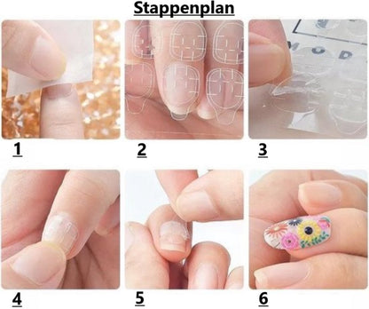 120x (MEGA PACK) Double-Sided Nail Stickers | 5 Sheets | Stick-on Nails | Press-on Nails | Fake Nails | Nail Stickers