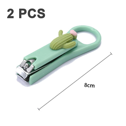 Mint green fingernail clipper with leaf charm, loop handle, silver cutting blade