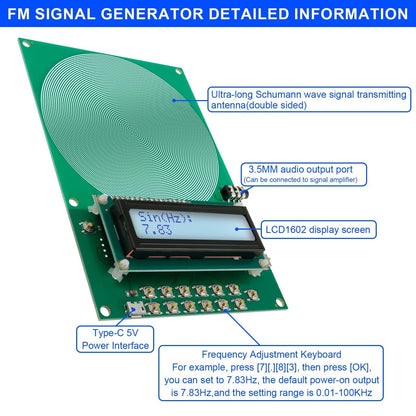 Schumann Wave Earth Electromagnetic Field Resonance Generator, 0.01Hz~300000Hz Adjustable Sine Wave Ultra-Low Frequency Pulse Generator, Sleep Aid, Meditation and Yoga Enhancer, No Shell Green
