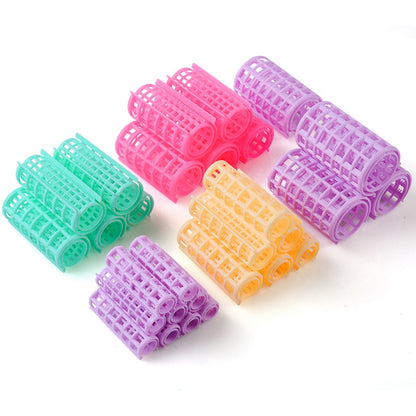 CIYAPED 30 Pieces Plastic Hair Rollers Curlers Snap Rollers Self Grip Rollers Hairdressing Curlers No Heat Hair Curlers for DIY Hairdressing Hair Salon Hair Barber Yellow/Green/Red/Purple