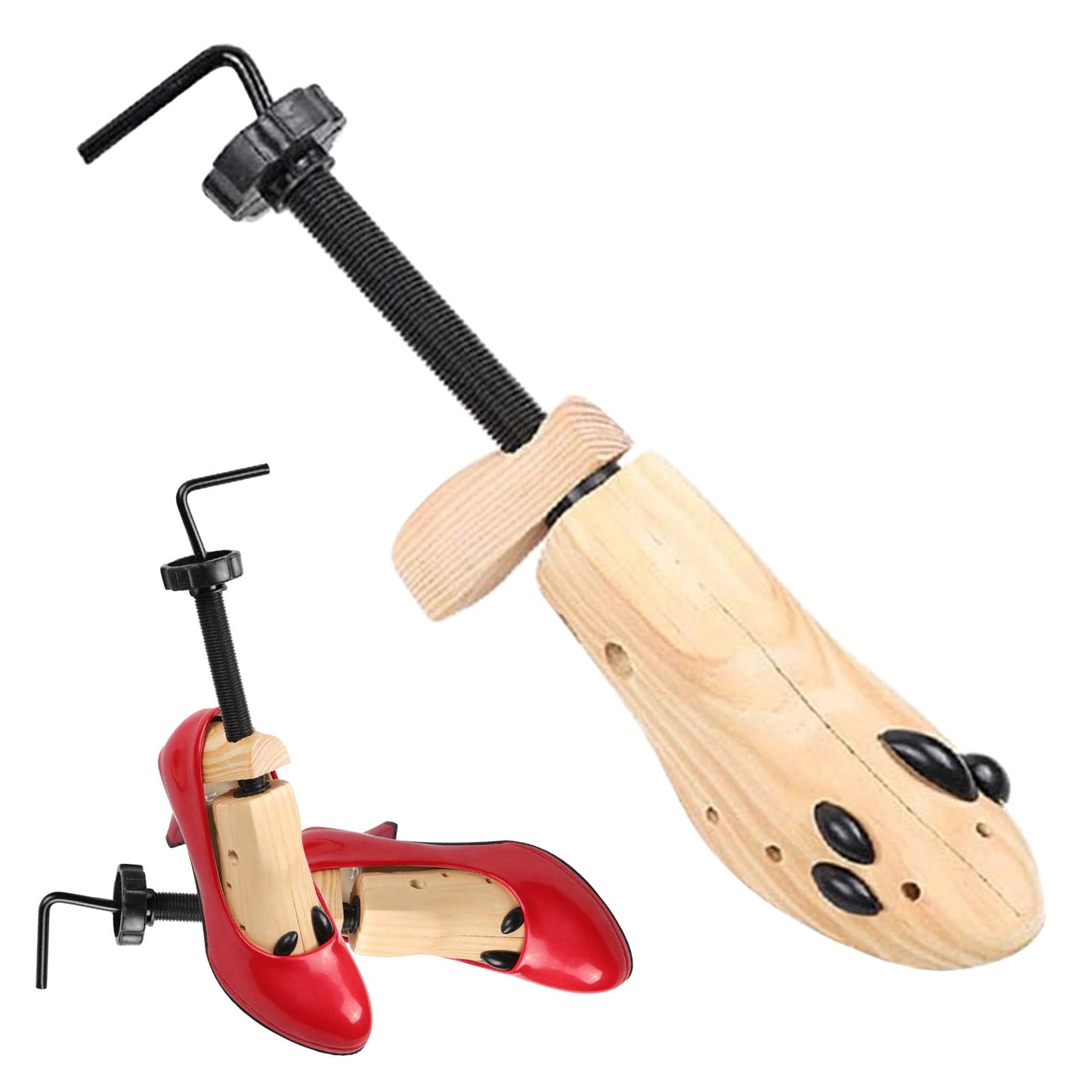 Darzheoy Shoe Stretcher for Men and Women Professional Shoe Adjustable Width & Length, Size 42-46, Wood (Includes Only 1 Shoe Stretcher) L Brown
