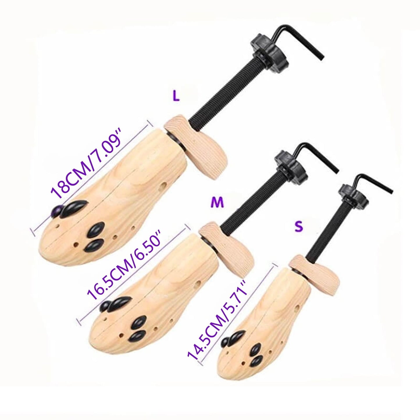 Darzheoy Shoe Stretcher for Men and Women Professional Shoe Adjustable Width & Length, Size 42-46, Wood (Includes Only 1 Shoe Stretcher) L Brown