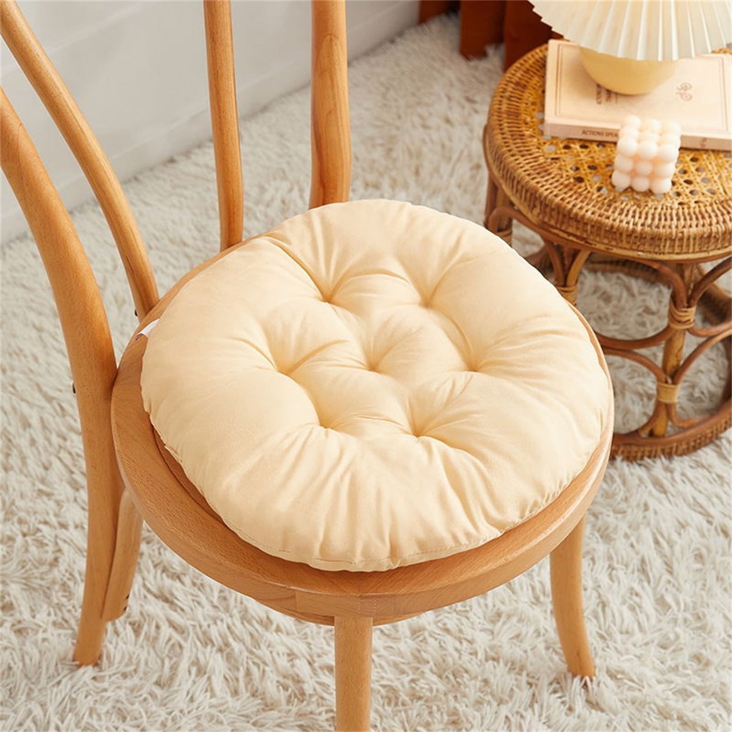 Darzheoy Round Seat Cushion Chair Pads for Kitchen Dining Chairs, Soft Comfort Chair Mat Pillow Cushions for Office Desk Living Room 16 Yellow