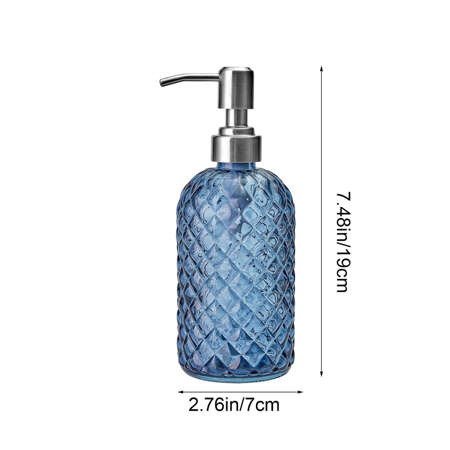 Darzheoy Glass Soap Dispenser 15 Oz for Bathroom Kitchen, Hand Soap/Lotion Dispenser with Plastic Pump Blue