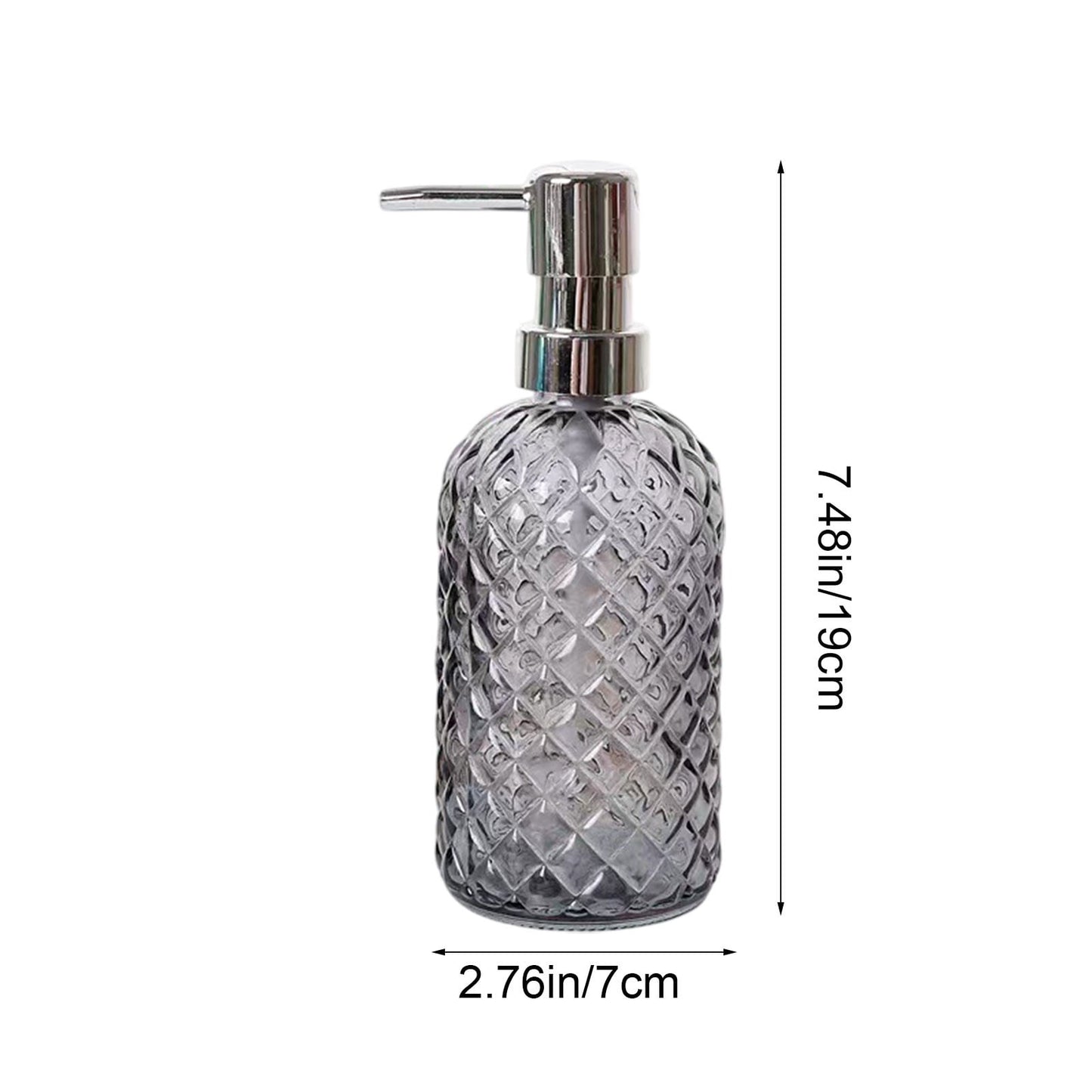 Darzheoy Glass Soap Dispenser 15 Oz for Bathroom Kitchen, Hand Soap/Lotion Dispenser with Plastic Pump Gray