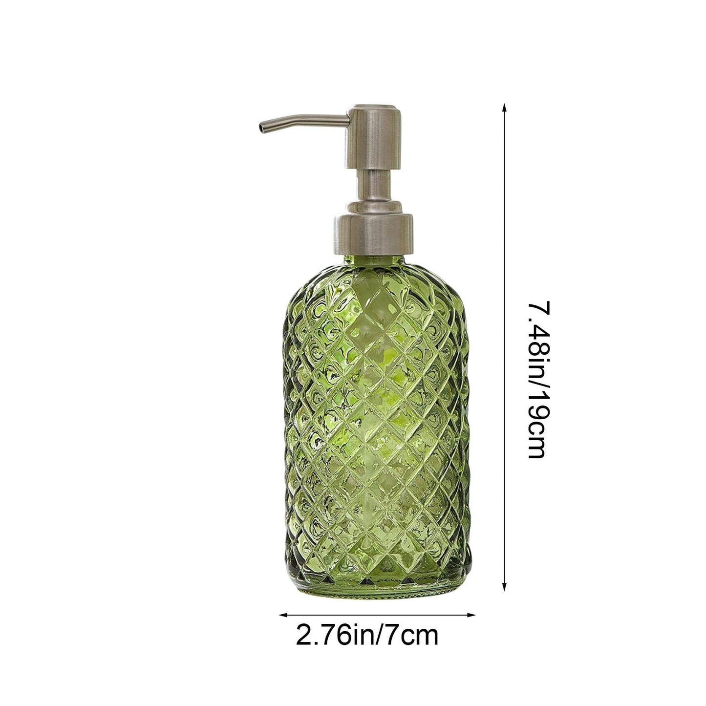 Darzheoy Glass Soap Dispenser 15 Oz for Bathroom Kitchen, Hand Soap/Lotion Dispenser with Plastic Pump Green