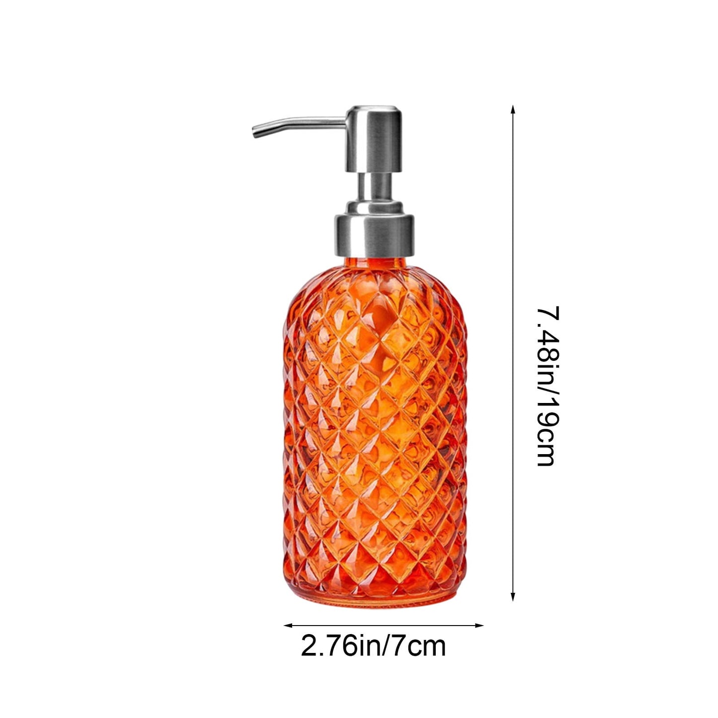 Darzheoy Glass Soap Dispenser 15 Oz for Bathroom Kitchen, Hand Soap/Lotion Dispenser with Plastic Pump Orange
