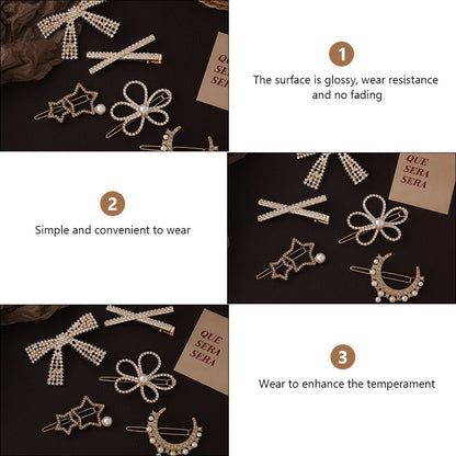 HOOWIFFY 5-Pack Rhinestone Hair Barrettes Small Sparkling Hair Clips for Women Daily Wear and Stylish Accessories