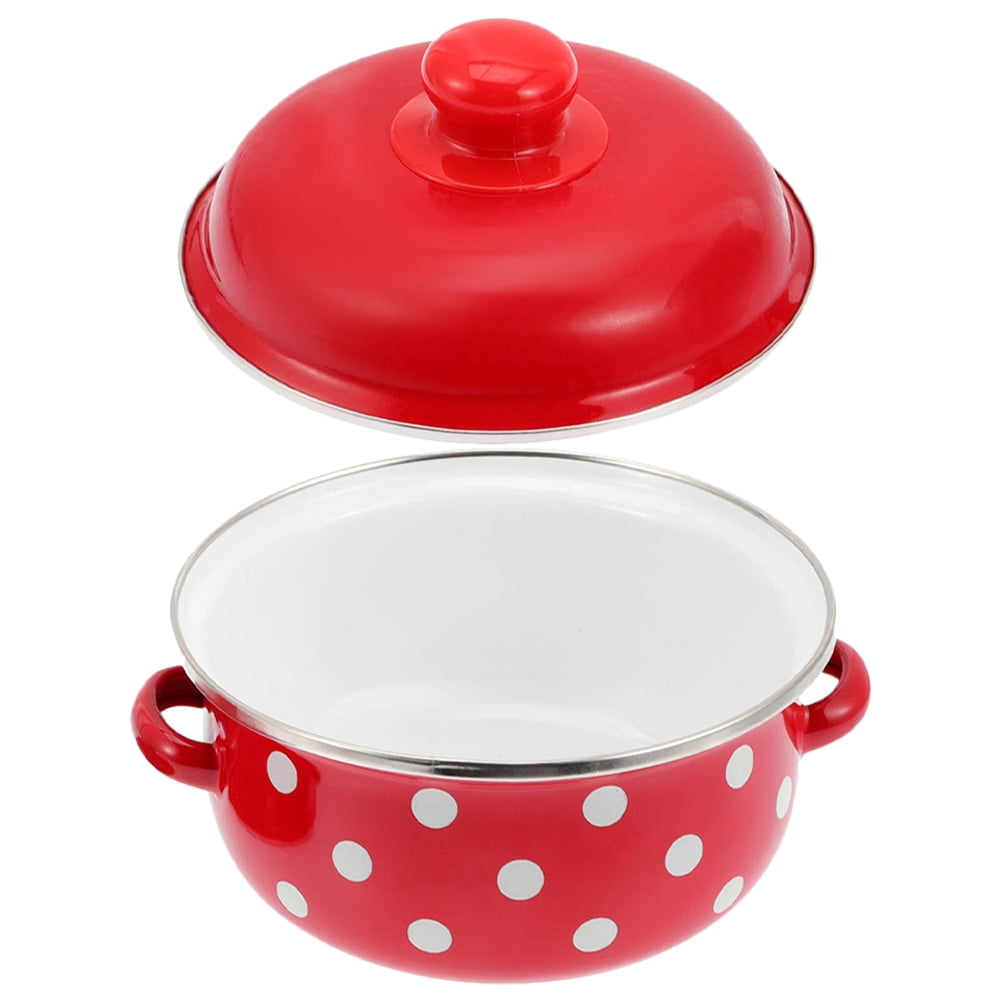HOOWIFFY Red Enamel Pot - Daily Use Cookware for Kitchen, Versatile and Easy to Clean