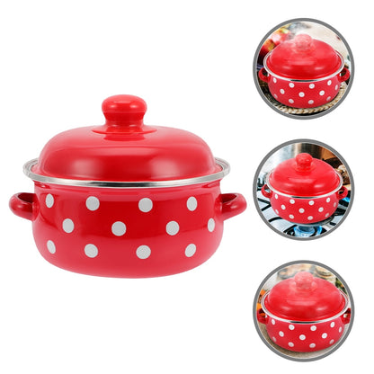 HOOWIFFY Red Enamel Pot - Daily Use Cookware for Kitchen, Versatile and Easy to Clean