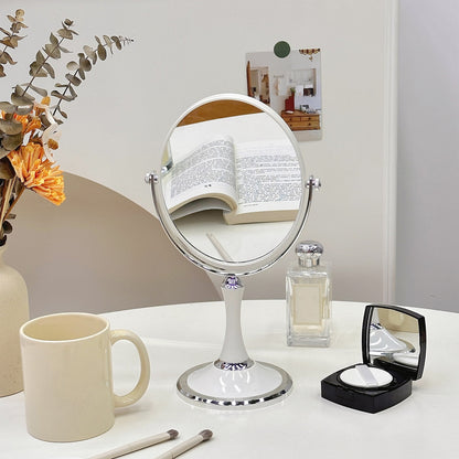 Back to School Chmadoxn Magnifying Makeup Mirror Double Sided Tabletop Mirror with 3 Magnification, Magnified Desk Mirror for Makeup, Cosmetic Vanity Mirror with Stand and 360° Rotation 5.5×11.4 in White