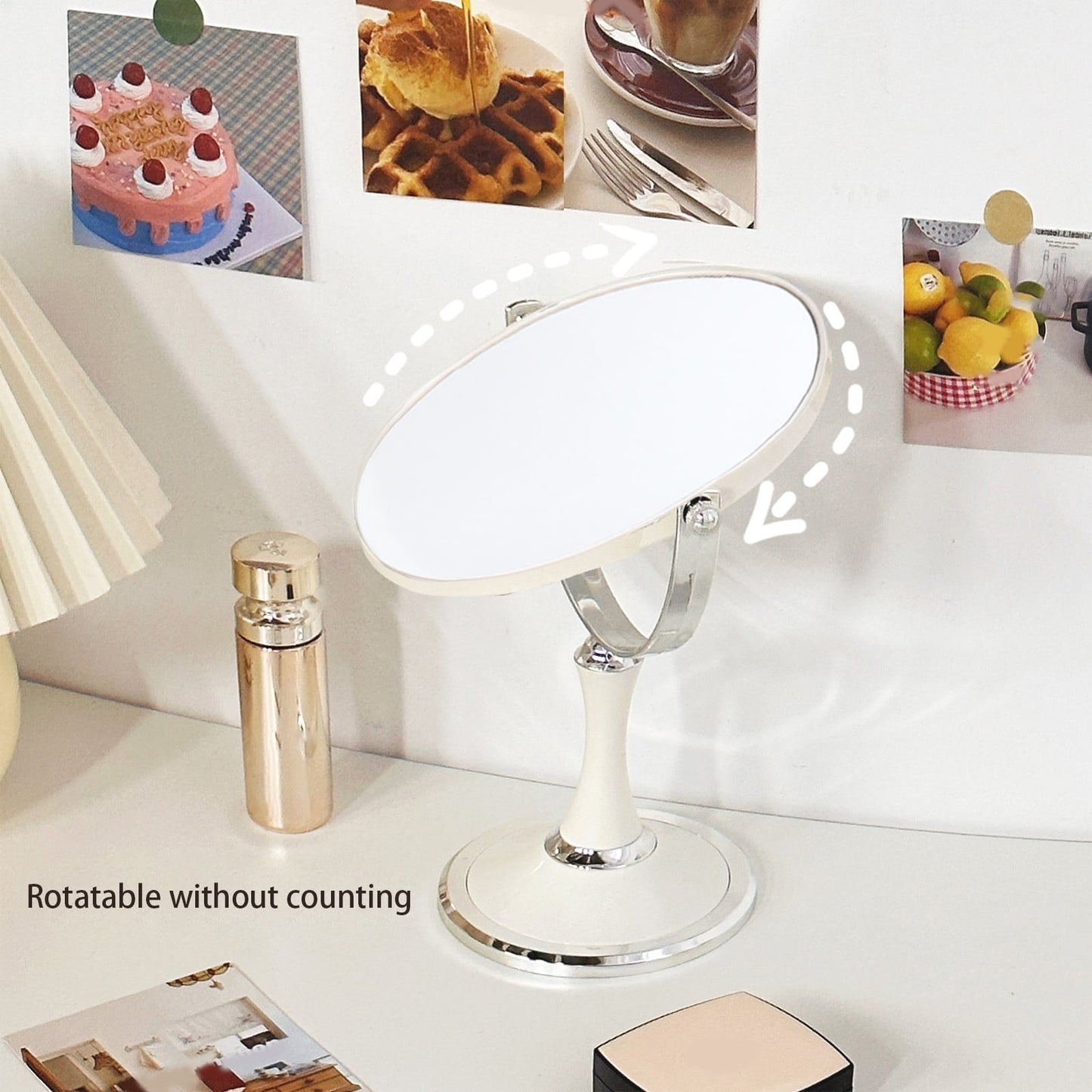 Back to School Chmadoxn Magnifying Makeup Mirror Double Sided Tabletop Mirror with 3 Magnification, Magnified Desk Mirror for Makeup, Cosmetic Vanity Mirror with Stand and 360° Rotation 5.9×11.4 in White