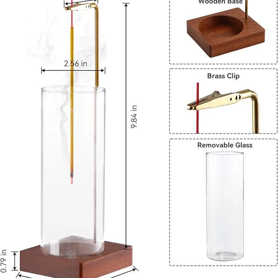 2 Pack Incense Holder for Sticks, Insence-Stick Holder Ash Catcher with Removable Glass [Anti-Ash Flying], Mess-Free Incense Burner, Perfect for Meditation Yoga Relaxation, Home Decor