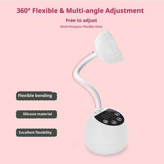 Mini UV nail lamp on base with long flexible gooseneck for multi-angle curing