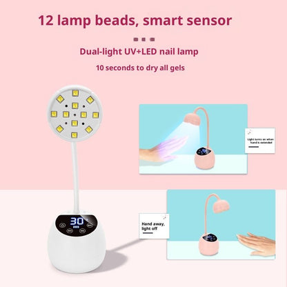 UV LED Nail Lamp Cordless Mini UV Light for Gel Nails Tips,Portable Hands Free Flash Cure Light,USB Rechargeable Nail Dryers with Sensor & 3 Timers,Rotatable Gooseneck Manicure Gel Polish Lamp
