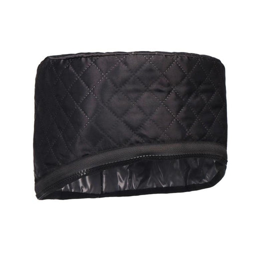 Black quilted electric hair steamer cap with front zipper
