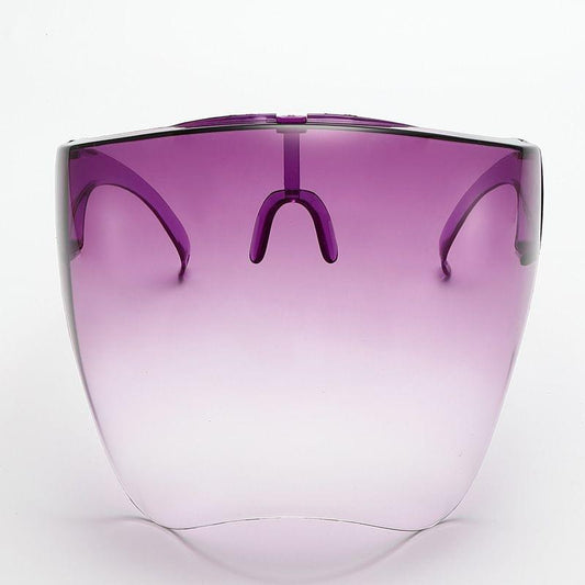 Amethyst ombre face shield visor goggles with full-coverage purple tinted lens