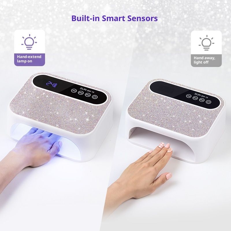 Cordless Nail Lamp, Rechargeable UV Nail Lamp for Gel Nails, LED Nail Lamp with 3 Timer Modes, Gel Nail Light Decorate with Sparkling Nail Rhinestones Diamond (Sparkly Diamond)