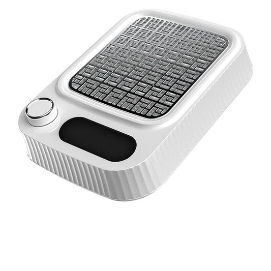 White nail dust collector with black intake grille and circular speed control button