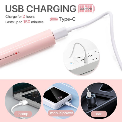 360° Heated Lash Brush Rechargeable with 3 Brush Heads & 3 Temp & 5s Fast Heating【Lengthen/Define/Curler】 3-in-1 Lash Curler for All Types of Lashes 【pink】