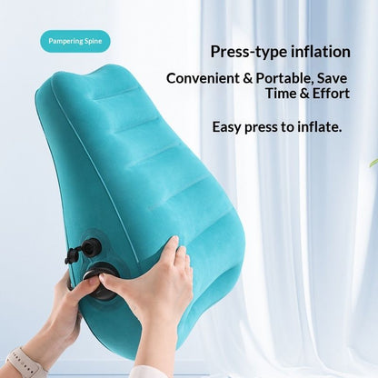 Inflatable Lumbar Support Pillow for Travel Seat and Office Chair, Back Support Pillow for Airplane Travel and Car, Lumbar Pillow for Lower Back Pain Relief and Improve Posture, Easy to Carry