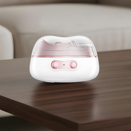 Electric nail clipper with built-in lamp, white with pink front control panel