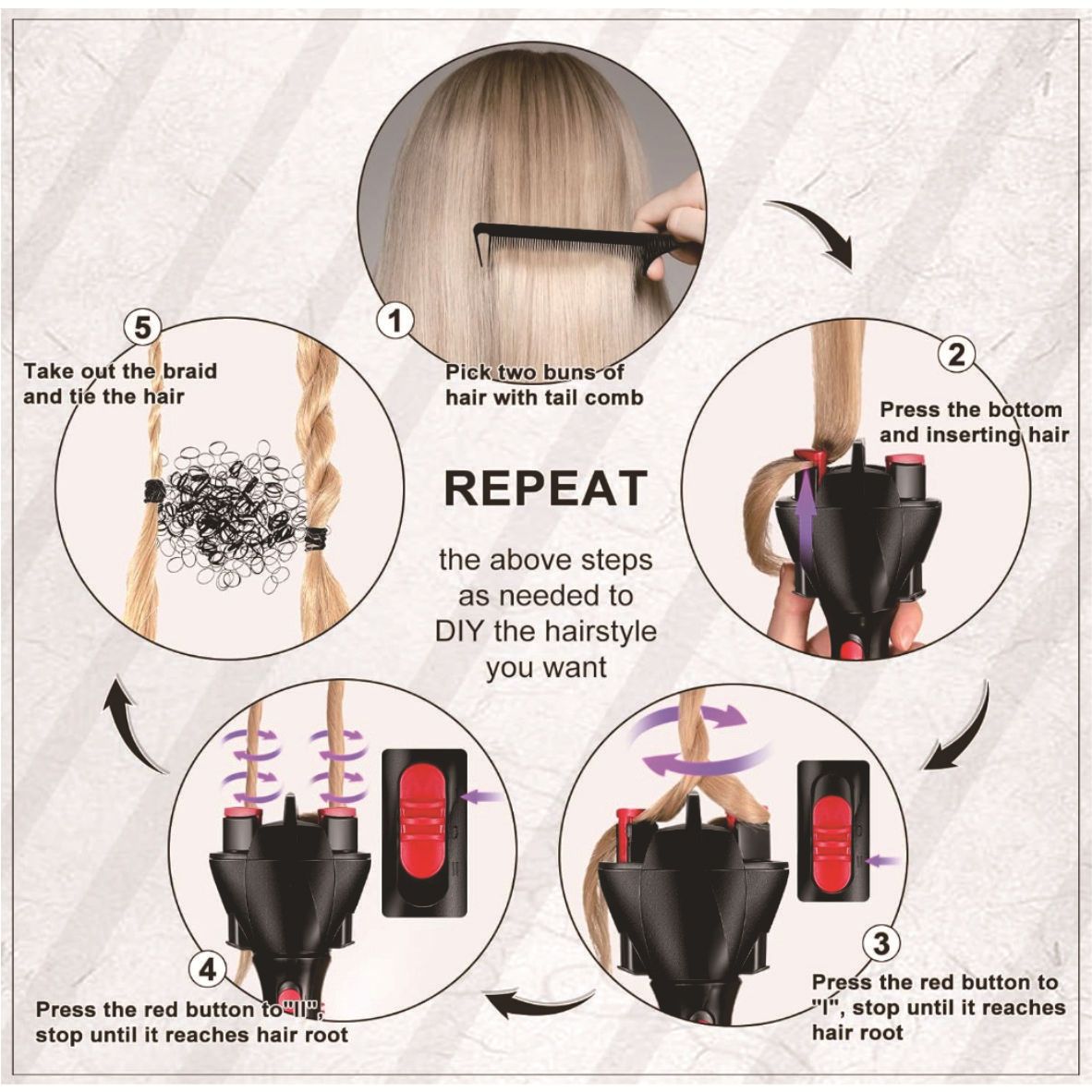 Electric Hair Braider Automatic Quick Twist Twister Hair Braiding Tool Smart DIY Hair Tools Hair Braider Machine Braid Maker for Hair Styling