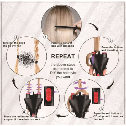 Electric Hair Braider Automatic Quick Twist Twister Hair Braiding Tool Smart DIY Hair Tools Hair Braider Machine Braid Maker for Hair Styling