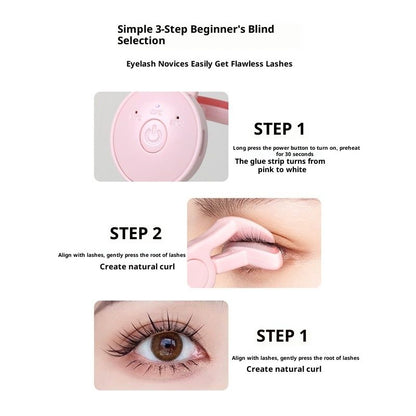 Heated Eyelash Curler Rechargeable Electric Lash Curler with Type-C,  Anti-Burn Mini Heat Design, Gift for Women Girls, Pink 2pcs